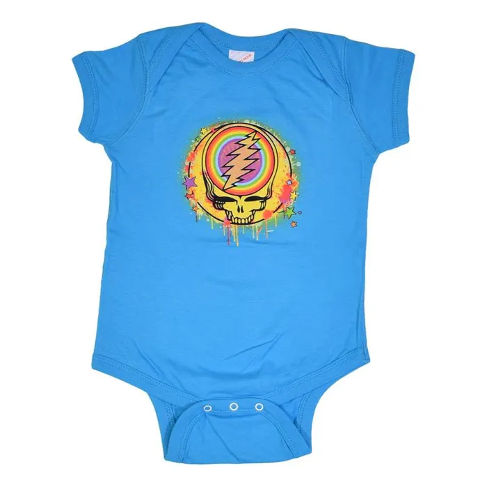 Liquid Blue Onesies Kids GD Rainbow Splatter Blue Onesie