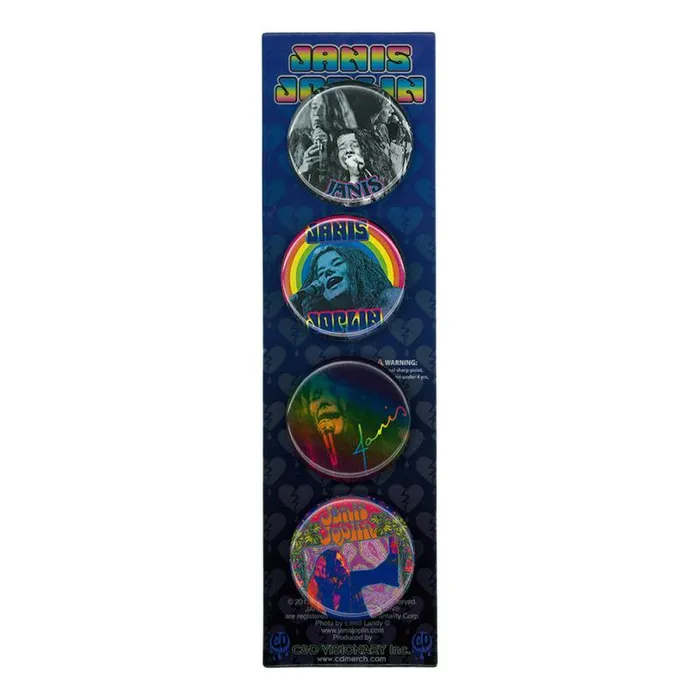 Liquid Blue Pins Accessories Janice Joplin 4 Pin Set