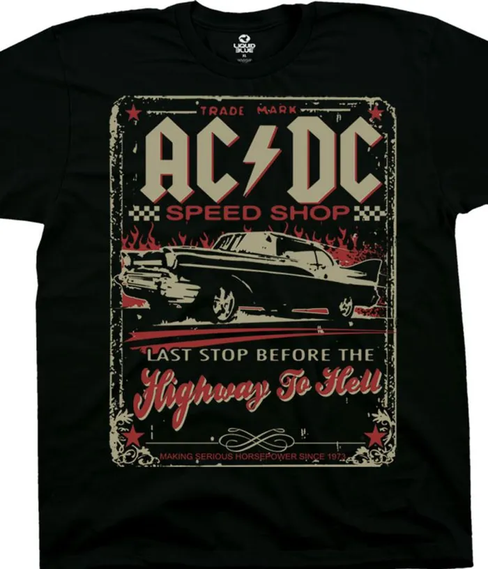 Liquid Blue TShirt Men ACDC Speedshop Black TShirt