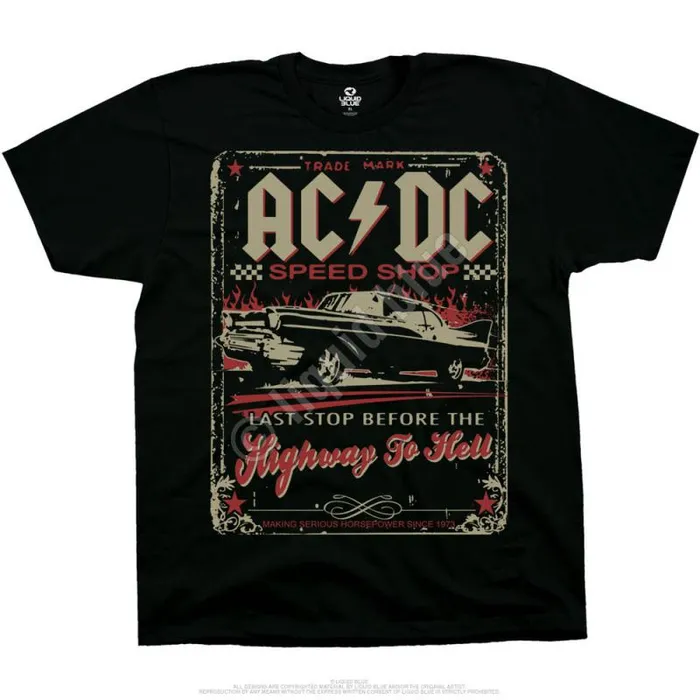 Liquid Blue TShirt Men ACDC Speedshop Black TShirt