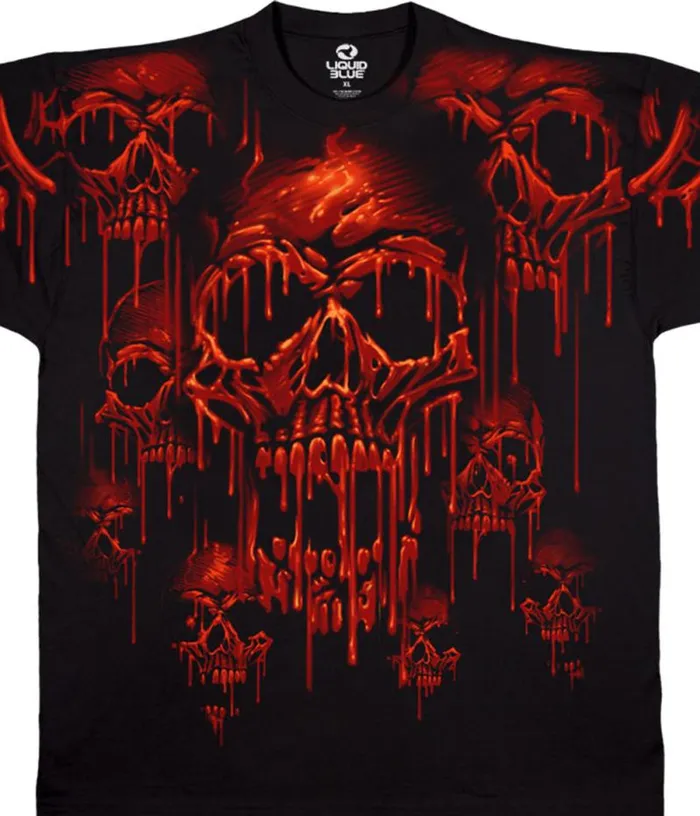 Liquid Blue TShirt Men Acid Rain Black TShirt