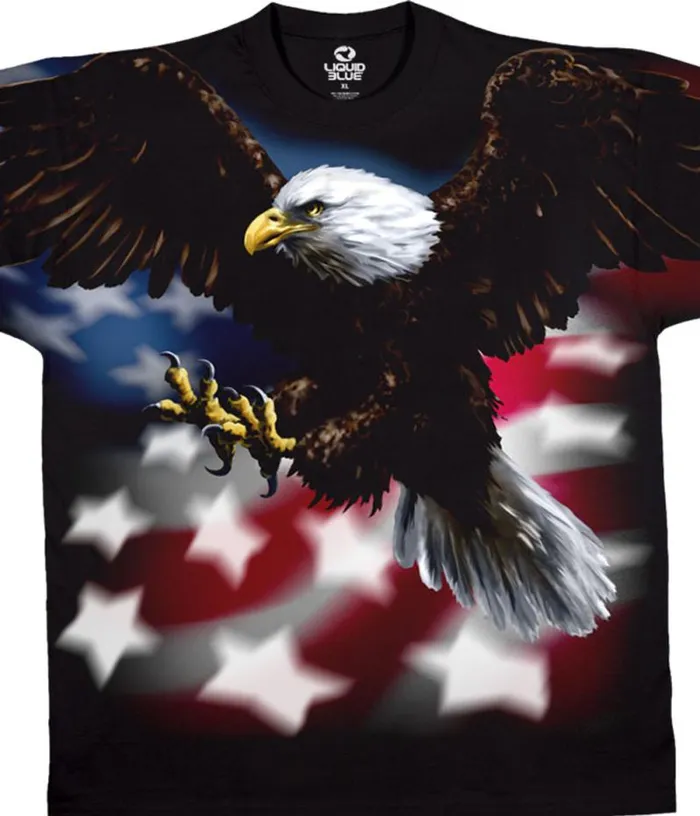 Liquid Blue TShirt Men American Eagle Black TShirt