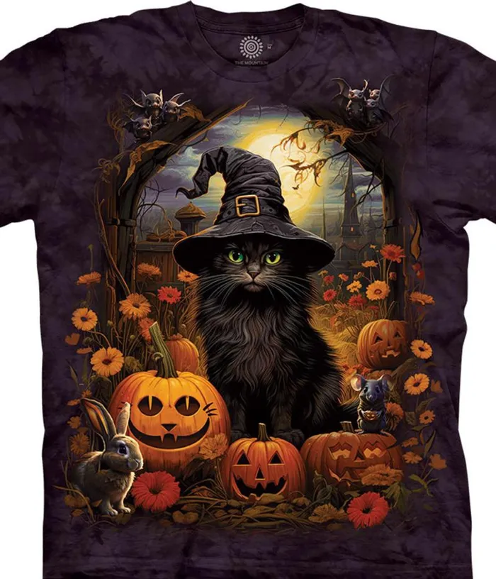Liquid Blue TShirt Men Cat Witch Classic Cotton TShirt