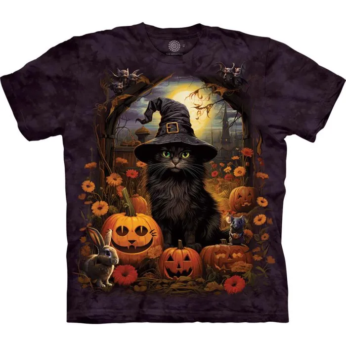 Liquid Blue TShirt Men Cat Witch Classic Cotton TShirt