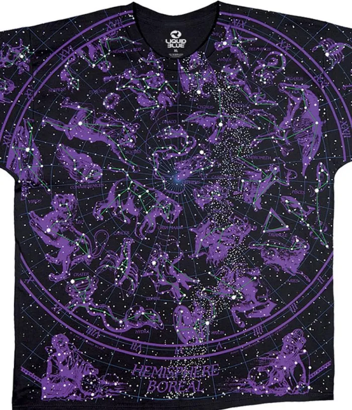 Liquid Blue TShirt Men Constellation Black TShirt