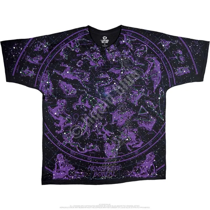 Liquid Blue TShirt Men Constellation Black TShirt