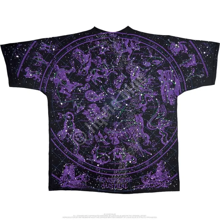 Liquid Blue TShirt Men Constellation Black TShirt