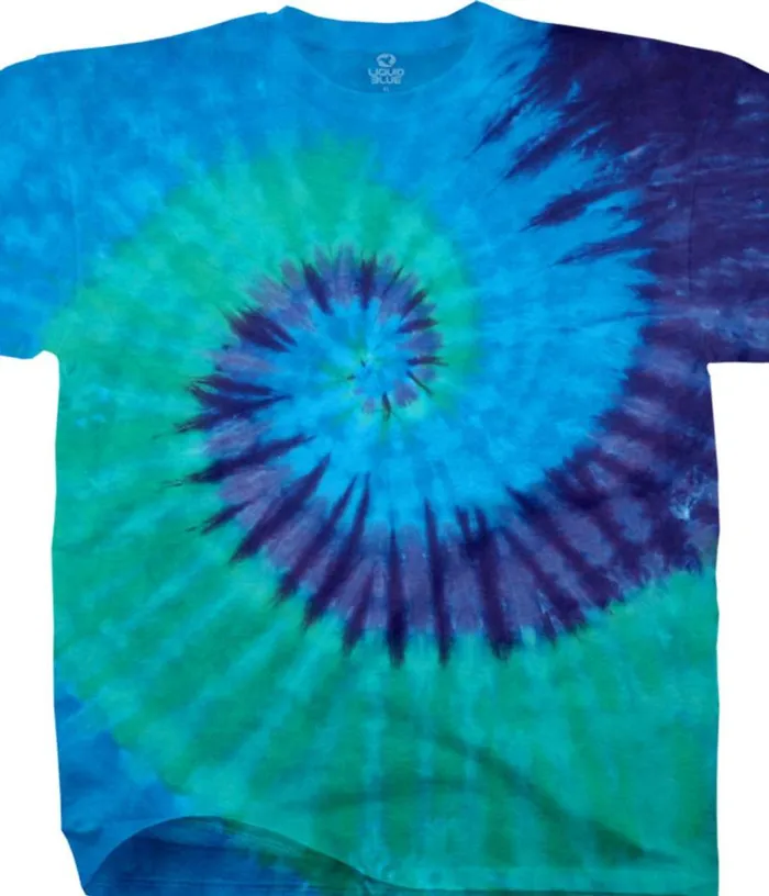 Liquid Blue TShirt Men Cool Spiral Unprinted TieDye TShirt