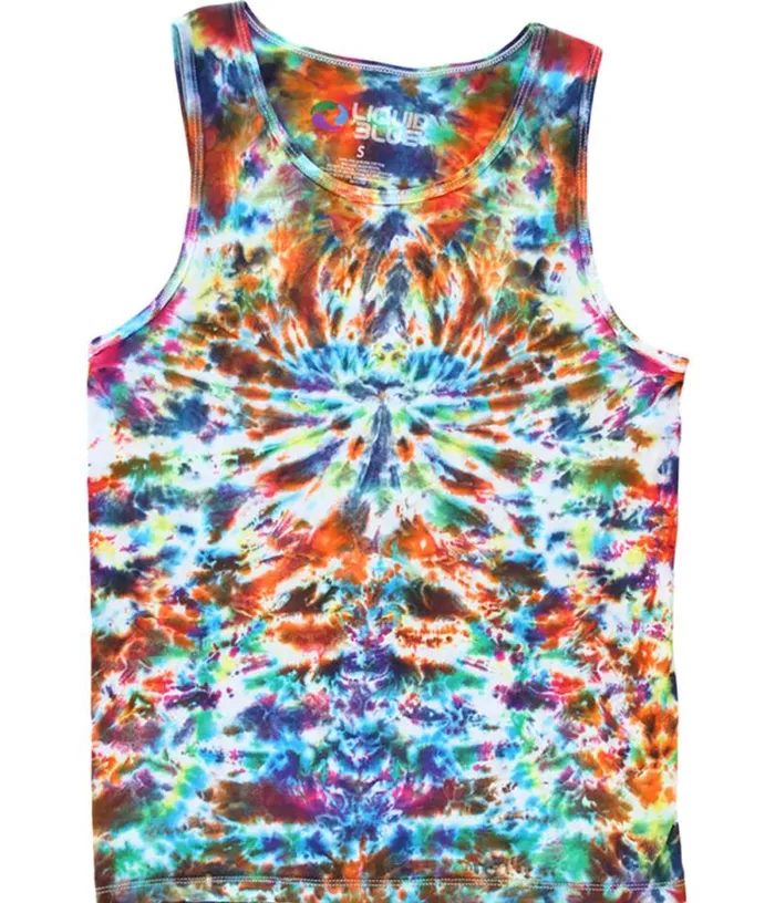 Liquid Blue TShirt Men Crazy Krinkle Unprinted TieDye Tank Top TShirt