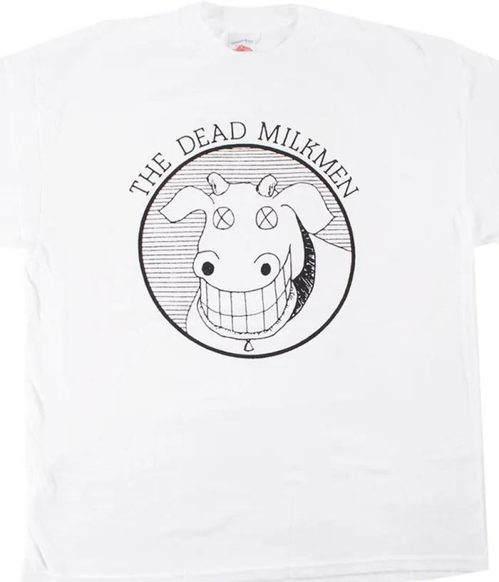 Liquid Blue TShirt Men Dead Milkmen Cow Logo White TShirt
