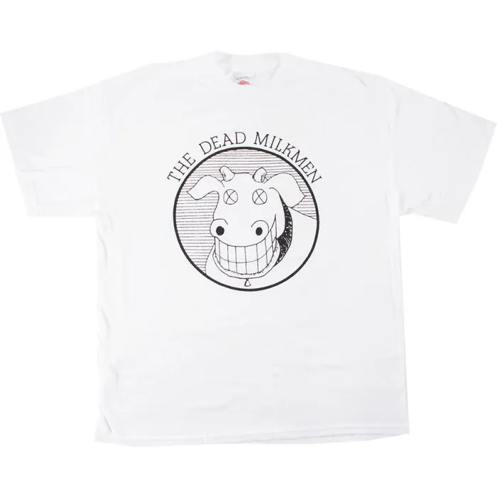 Liquid Blue TShirt Men Dead Milkmen Cow Logo White TShirt