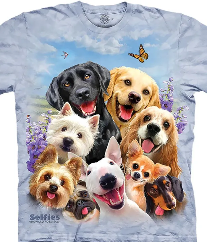Liquid Blue TShirt Men Dogs Selfie Classic Cotton TShirt