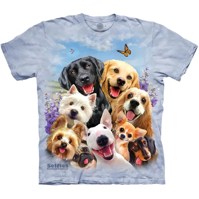 Liquid Blue TShirt Men Dogs Selfie Classic Cotton TShirt