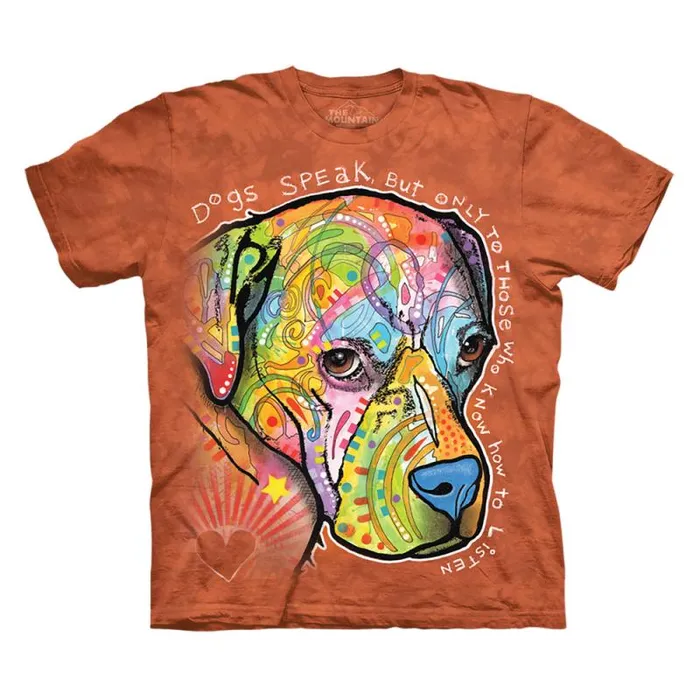 Liquid Blue TShirt Men Dogs Speak Classic Cotton TShirt