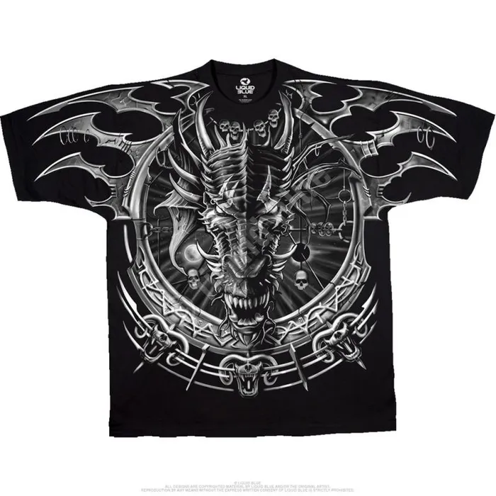 Liquid Blue TShirt Men Dragon Catcher Black TShirt