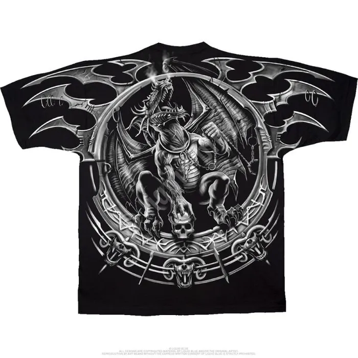 Liquid Blue TShirt Men Dragon Catcher Black TShirt
