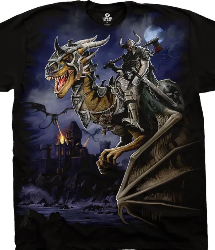 Liquid Blue TShirt Men Dragon Master Black TShirt