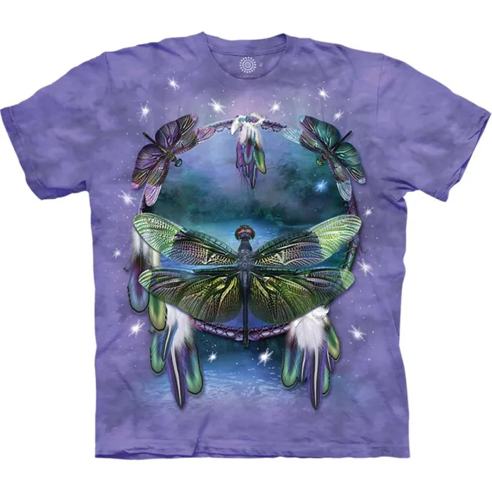 Liquid Blue TShirt Men Dragonfly Dreamcatcher Classic Cotton TShirt
