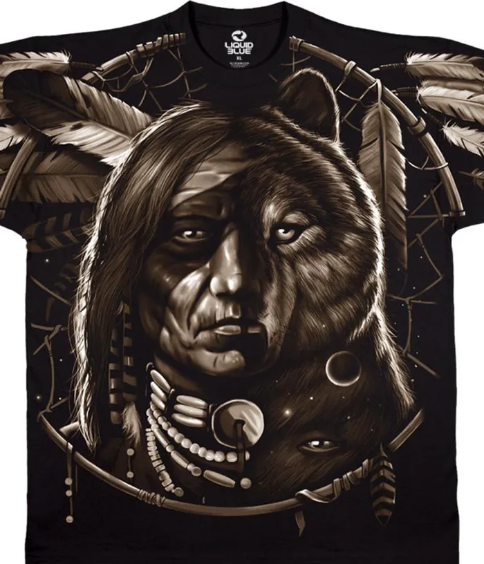 Liquid Blue TShirt Men Dream Spirit Black TShirt