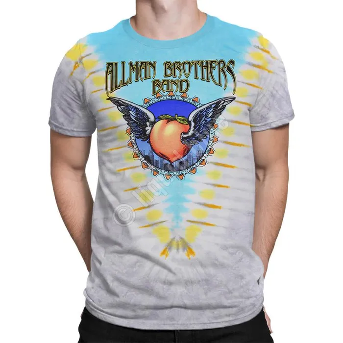 Liquid Blue TShirt Men Flying Peach V TieDye TShirt