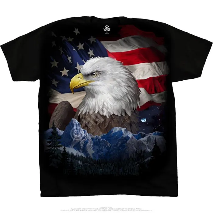 Liquid Blue TShirt Men Freedom Flyer Black TShirt