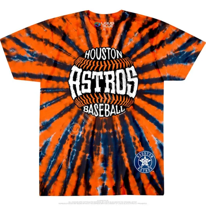 Liquid Blue TShirt Men Houston Astros Burst TieDye TShirt