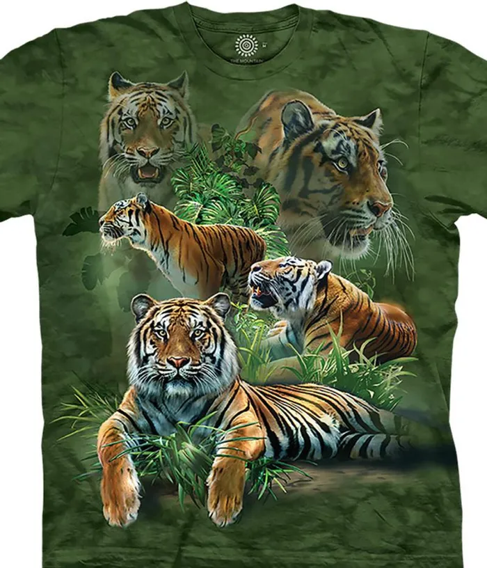 Liquid Blue TShirt Men Jungle Tigers Classic Cotton TShirt