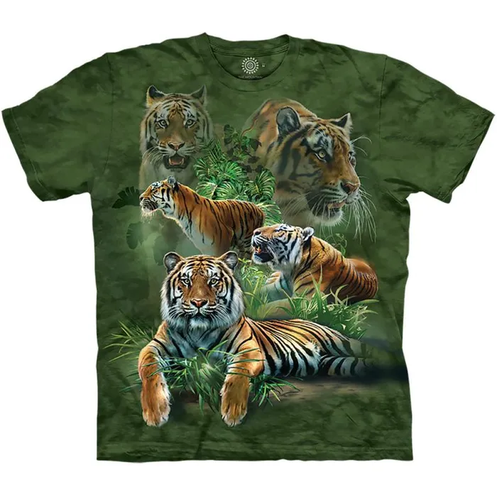 Liquid Blue TShirt Men Jungle Tigers Classic Cotton TShirt