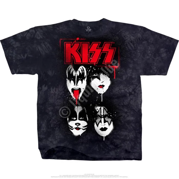 Liquid Blue TShirt Men KISS Faces TieDye TShirt