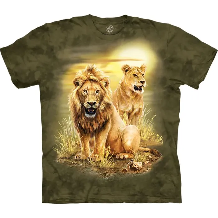 Liquid Blue TShirt Men Lion Pair Classic Cotton TShirt