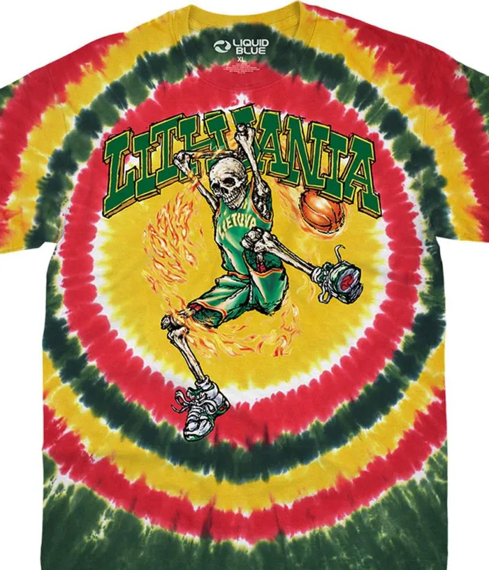 Liquid Blue TShirt Men Lithuania Basketball TieDye TShirt