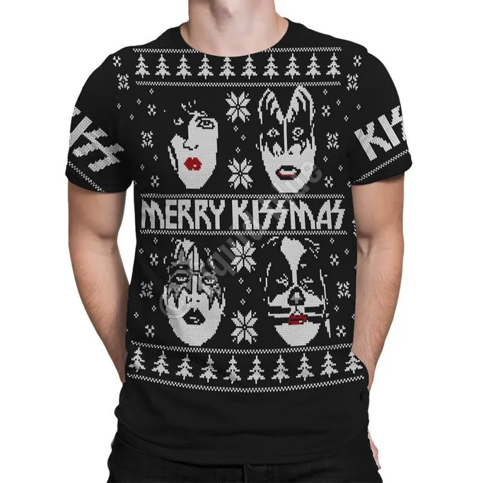 Liquid Blue TShirt Men Merry KISSmas Black TShirt