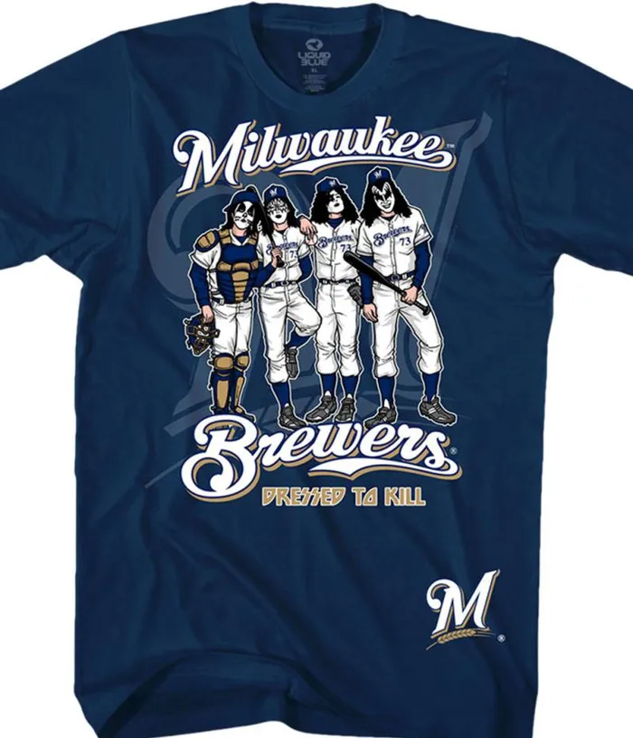 Liquid Blue TShirt Men Milwaukee Brewers Dressed To Kill Navy TShirt