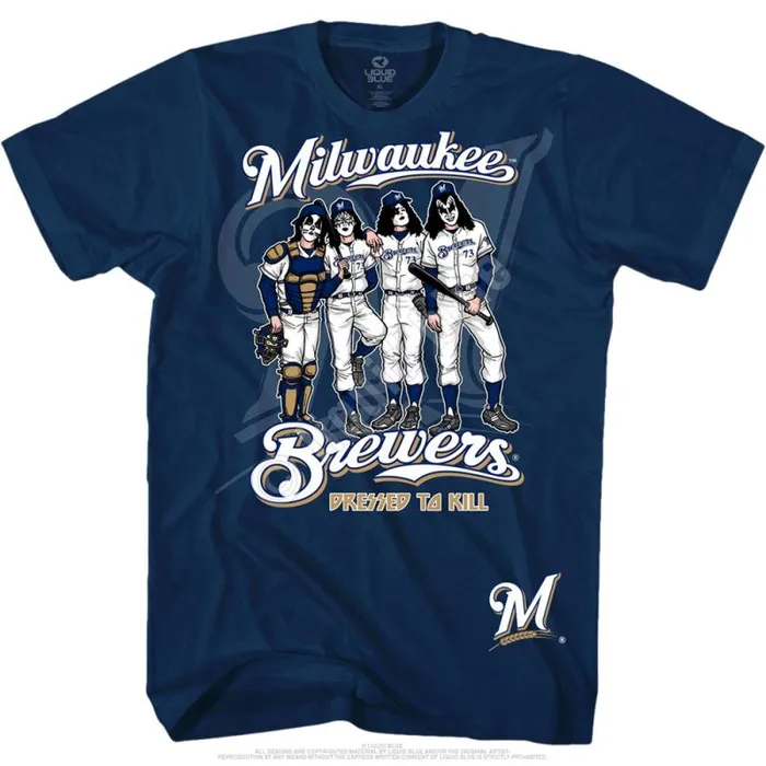 Liquid Blue TShirt Men Milwaukee Brewers Dressed To Kill Navy TShirt