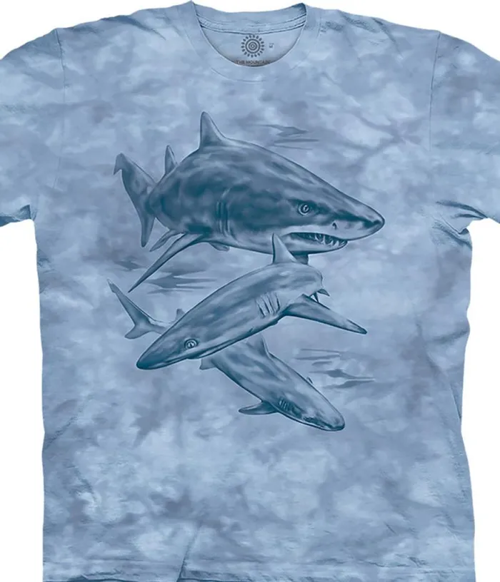 Liquid Blue TShirt Men Monotone Sharks Classic Cotton TShirt