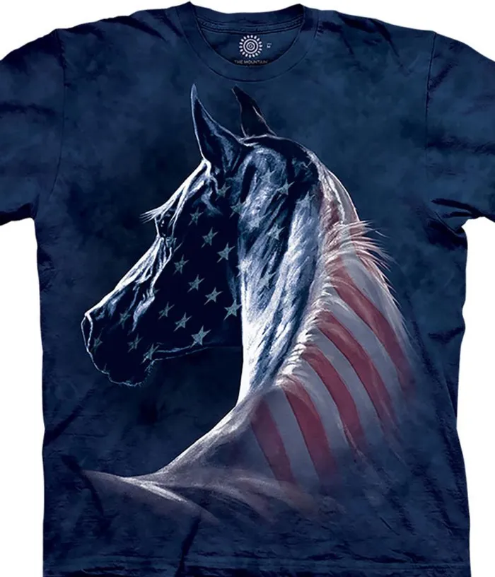 Liquid Blue TShirt Men Patriotic Horse Classic Cotton TShirt