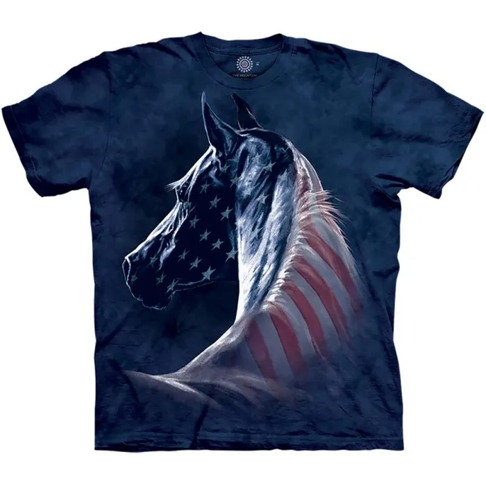 Liquid Blue TShirt Men Patriotic Horse Classic Cotton TShirt