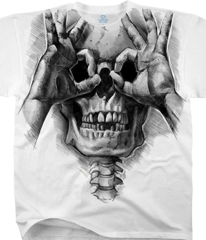 Liquid Blue TShirt Men PeekaBoo White TShirt