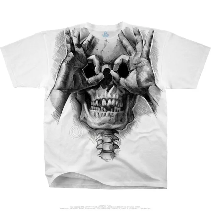 Liquid Blue TShirt Men PeekaBoo White TShirt