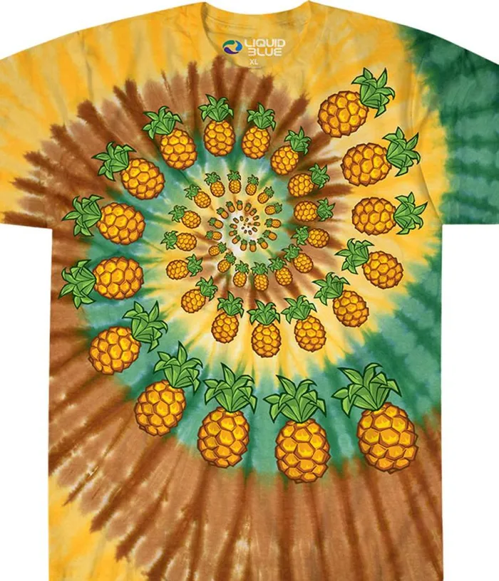 Liquid Blue TShirt Men Pineapple Spiral TieDye TShirt