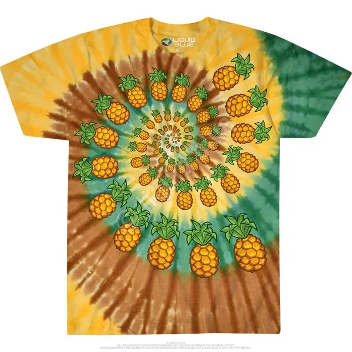 Liquid Blue TShirt Men Pineapple Spiral TieDye TShirt