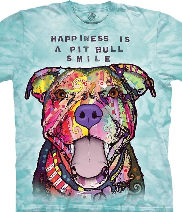 Liquid Blue TShirt Men Pit Bull Smile Classic Cotton TShirt