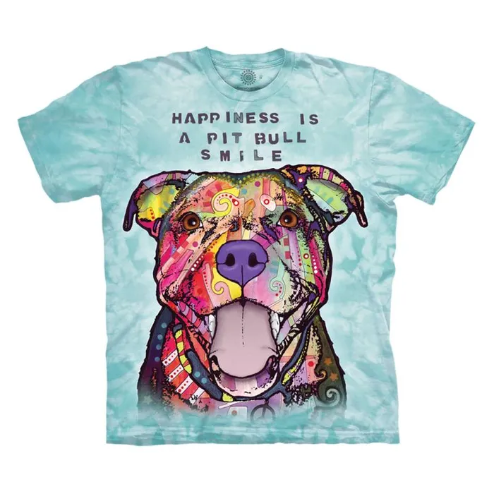 Liquid Blue TShirt Men Pit Bull Smile Classic Cotton TShirt