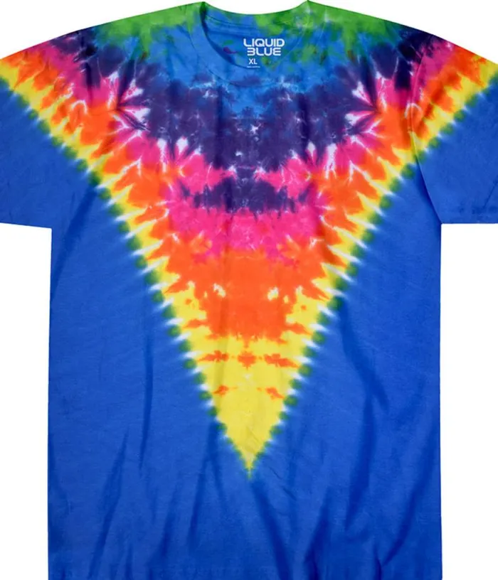 Liquid Blue TShirt Men Rainbow Krinkle V Unprinted TieDye TShirt
