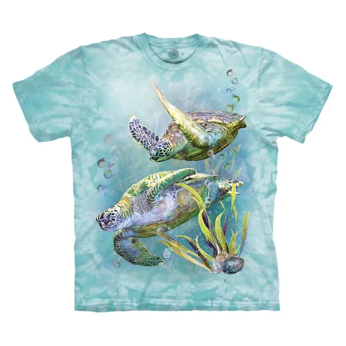 Liquid Blue TShirt Men Sea Turtles Swim Classic Cotton TShirt