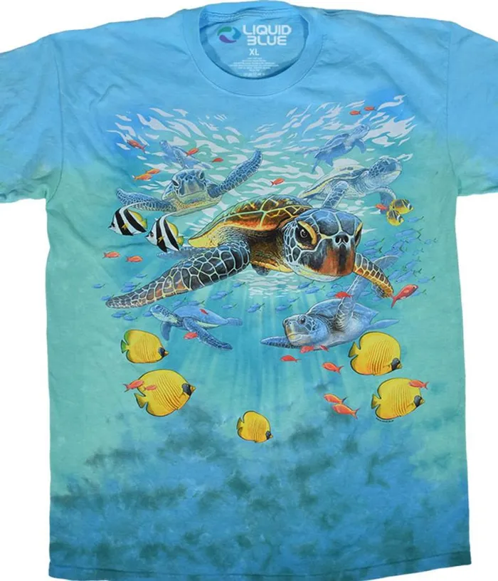 Liquid Blue TShirt Men Sea Turtles TieDye TShirt