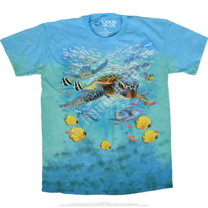 Liquid Blue TShirt Men Sea Turtles TieDye TShirt