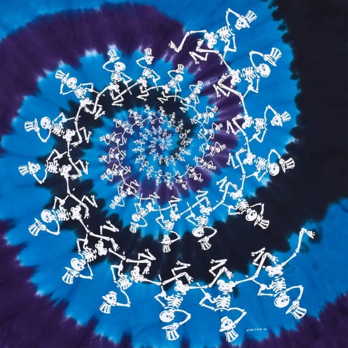 Liquid Blue TShirt Men Spiral Skeletons TieDye TShirt