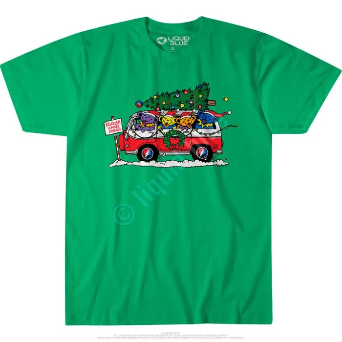 Liquid Blue TShirt Men Steal Your Christmas Tree Green Athletic TShirt