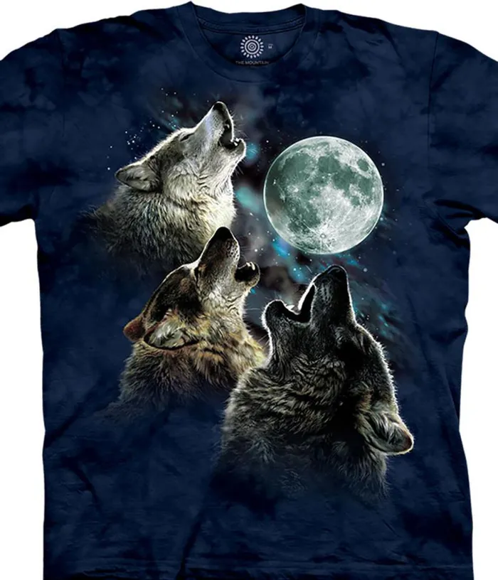 Liquid Blue TShirt Men Three Wolf Moon Classic Cotton TShirt 8211 Blue